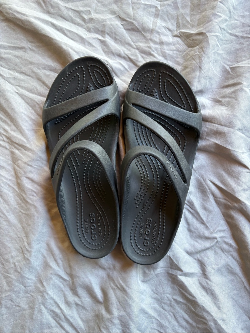 CROCS Women's Charcoal Gray Croslite Slide Sandals